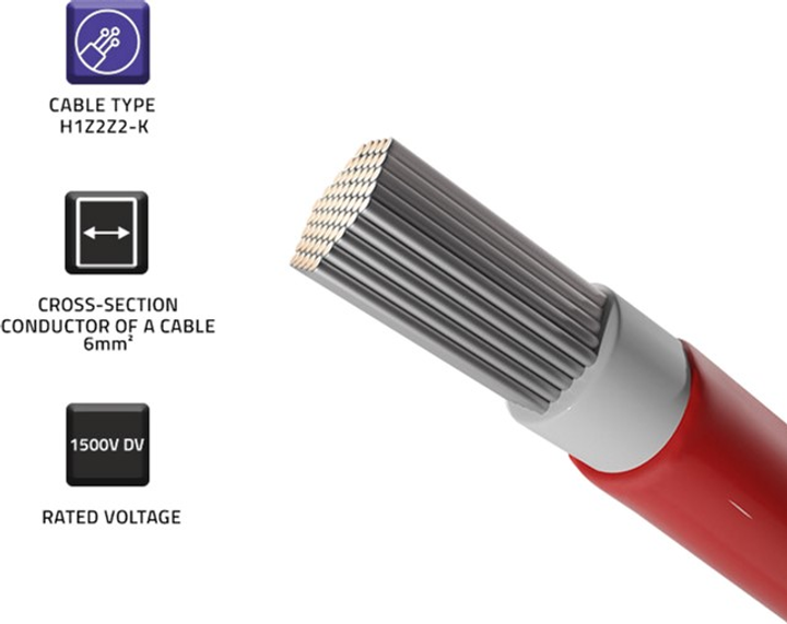 Kabel fotowoltaiczny Qoltec Solar 6 mm² 100 m Czerwony (53852) (5901878538525) - obraz 4