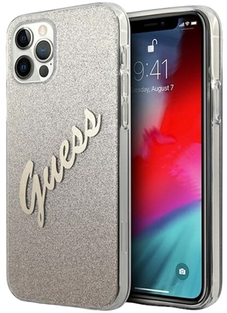 Панель Guess Glitter Gradient Script для Apple iPhone 12/12 Pro Золотий (3700740494745) - зображення 1