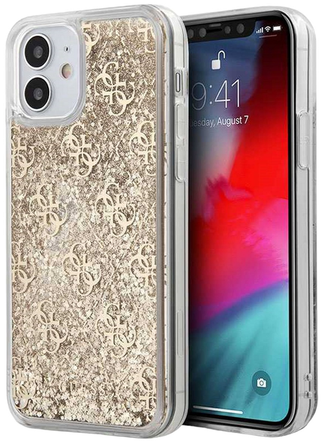 Панель Guess 4G Liquid Glitter для Apple iPhone 12 mini Золотий (3700740481219) - зображення 1