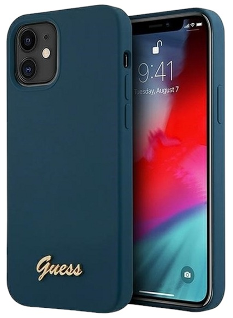 Панель Guess Metal Logo Script для Apple iPhone 12 mini Синій (3700740494608) - зображення 1