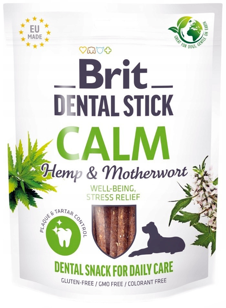 Ласощі для собак Brit Dental Stick Calm Hemp and Materwort 251 г (8595602564385) - зображення 1