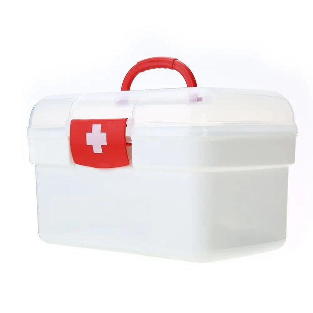 Аптечка органайзер з відсіками 26х17см Білий контейнер для зберігання ліків, кейс під аптечку (VS7006398) - зображення 1