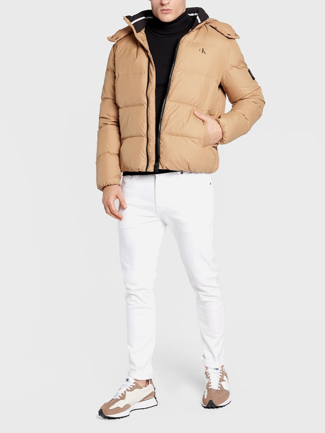 Kurtka zimowa męska pikowana Calvin Klein J30J318412-GV7 XL Beżowa (8719856694968) - obraz 3
