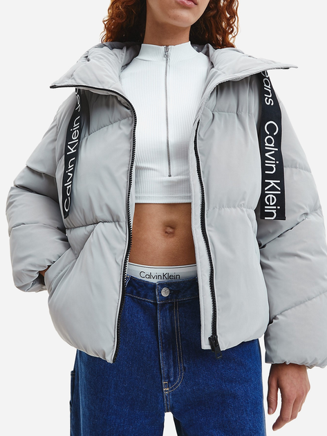 Куртка демісезонна з капюшоном жіноча Calvin Klein J20J220017-PQY M Сіра (8719856815011) - зображення 1