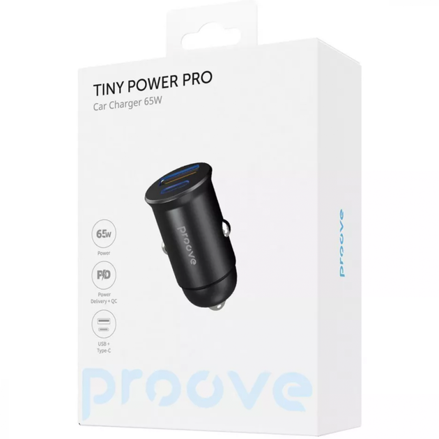 Автомобильное зарядное устройство Proove Tiny Power Pro 65W USB + Type-C - Фото 3 Автомобильное зарядное устройство Proove Tiny Power Pro 65W USB + Type-C - изображение 3