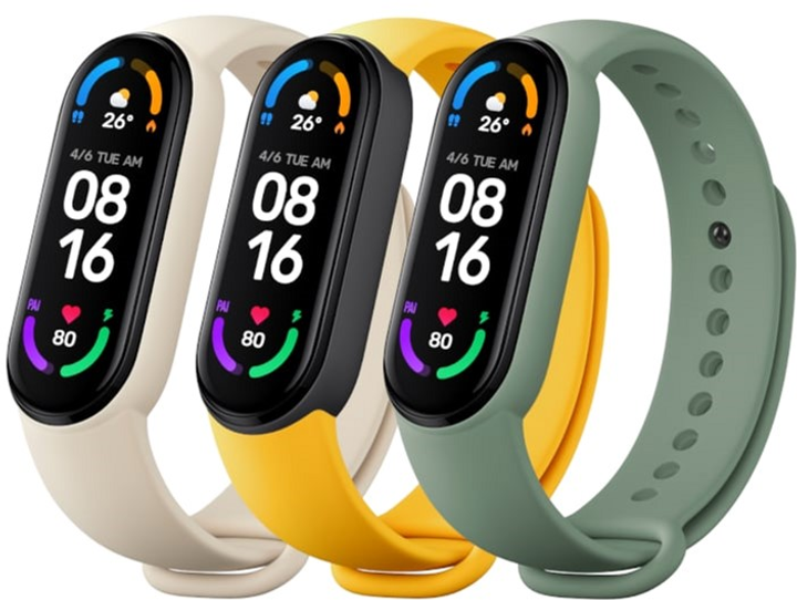 Pasek Xiaomi 34141 do Mi Smart Band 5/6 Kość słoniowa/Zółty/Oliwkowy 3 szt (6934177745638) - obraz 2