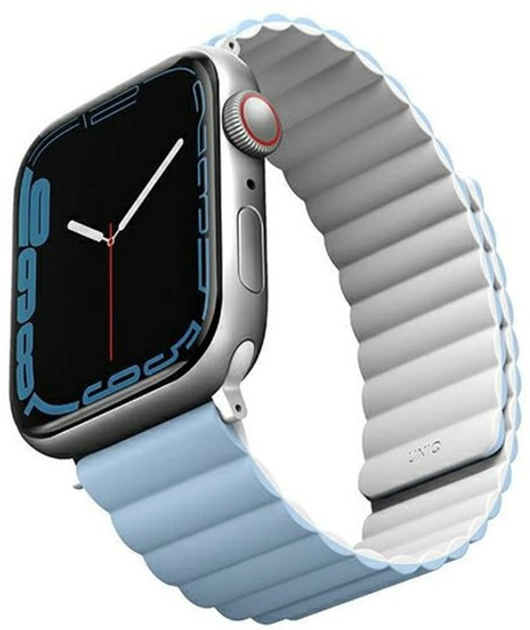 Pasek Uniq Revix Reversible Magnetic do Apple Watch Series 1/2/3/4/5/6/7/8/SE/SE2/Ultra 42-49 mm Biały-niebieski (8886463680292) - obraz 3