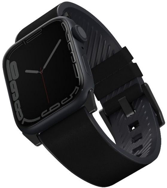 Ремінець Uniq Straden Leather Hybrid Strap для Apple Watch Series 1/2/3/4/5/6/7/8/SE/SE2/Ultra 42-49 мм Black (8886463679609) - зображення 1
