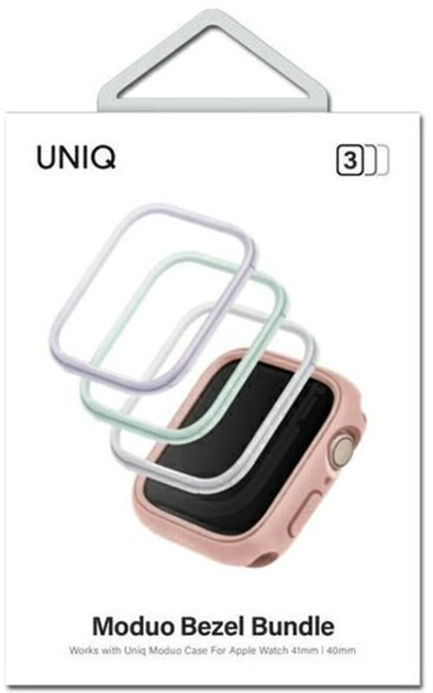 Zestaw etui Uniq Moduo 3 in 1 do Apple Watch Series 4/5/6/7/8/SE/SE2 40-41 mm Szałwiowy/Lillak/Biały (8886463681015) - obraz 2
