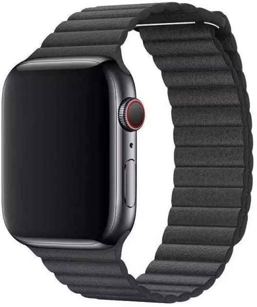 Pasek Apple Leather Loop Band MXAC2AM/A do Apple Watch Series 1/2/3/4/5/6/7/SE2 42-45 mm Czarny (190199412965) - obraz 1