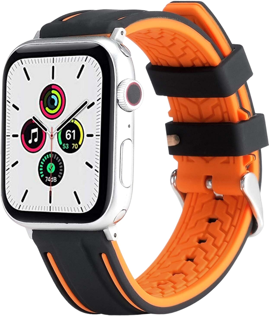 Pasek Beline Solid Silicone do Apple Watch Series 1/2/3/4/5/6/7/8/SE/SE2 38-41 mm Pomarańczowo-Czarny (5904422914318) - obraz 1