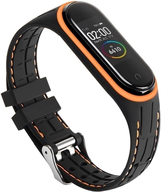 Ремінець Beline Smart для Xiaomi Mi Band 5/6 Black/Orange (5905359814207) - зображення 1