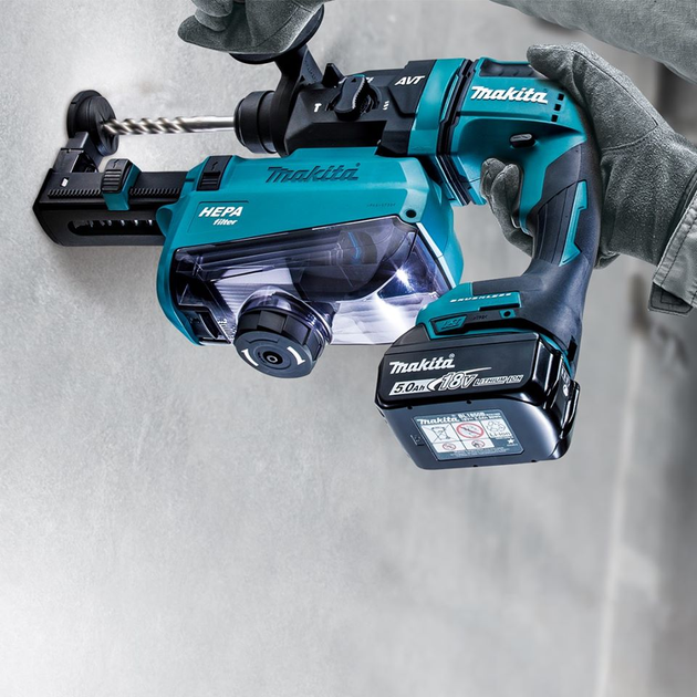 Перфоратор аккумуляторный с системой пылеудаления Makita DHR182ZWJ (LXT, 1.7 Дж, SDS-PLUS, DX05, без аккумулятора, кейс Makpac) - изображение 9