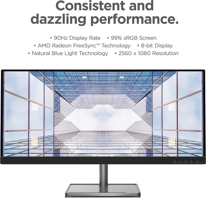 Монитор Lenovo 29" L29w-30 (66E5GAC3UA) UltraWide FHD IPS / 90Гц / 8-Bit / sRGB 99% / Adaptive-Sync / AMD Radeon FreeSync / Speakers 3W - изображение 7