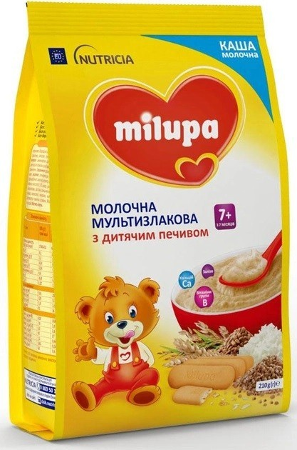 Молочна каша Milupa Мультизлакова з дитячим печивом 210 г - зображення 1
