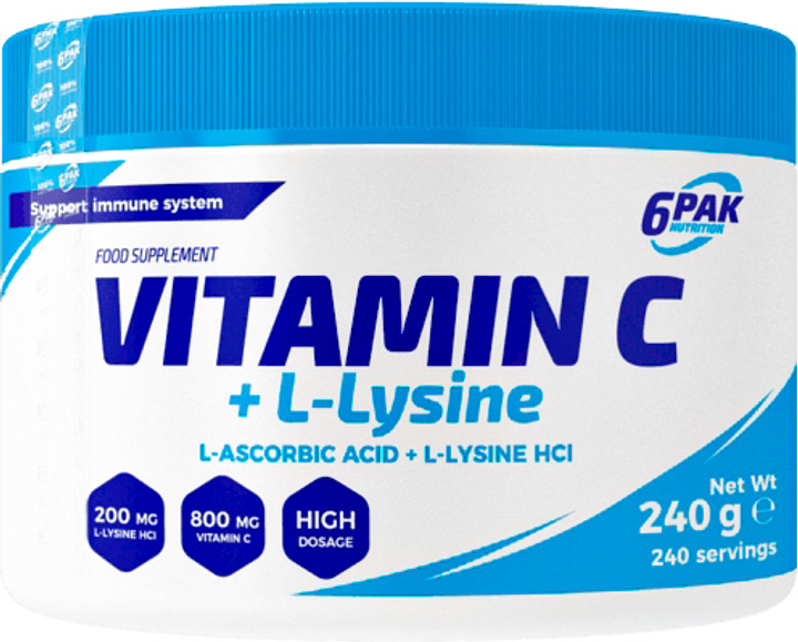 Suplement diety 6PAK Nutrition Vitamin C + L- Lysine Powder 240 g (5902811810807) - obraz 1