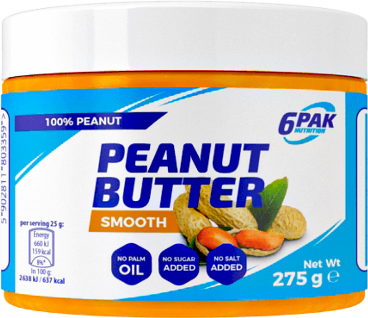 Арахісове масло 6PAK Nutrition Peanut Butter Smooth 275 г (5902811803359) - зображення 1