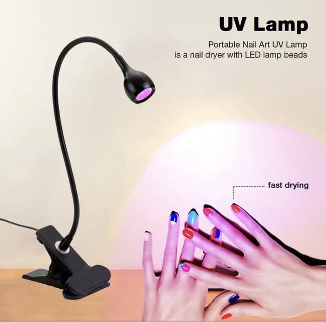 Лампа прищепка гибкая для сушки ногтей с USB-разъемом черная – фото ...