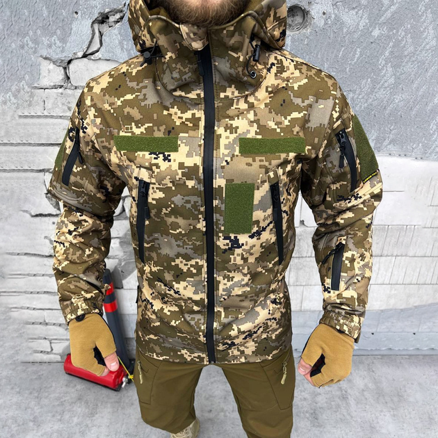 Чоловіча Демісезонна Куртка Soft Shell з флісовою підкладкою / Верхній Одяг Logos-Tac піксель розмір M - зображення 1