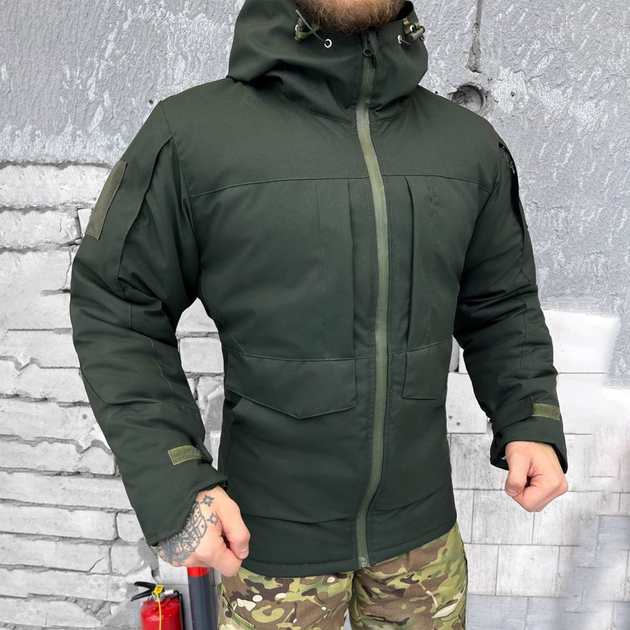 Мужской бушлат с подкладкой OMNI-HEAT и силиконовым утеплителем 150 / Зимняя куртка Oxford олива размер 2XL - изображение 2