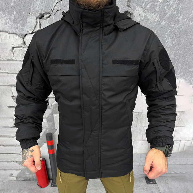 Чоловічі зимові куртки на силіконі з атласною підкладкою / Верхній одяг з матеріалу грета чорний розмір M - зображення 1