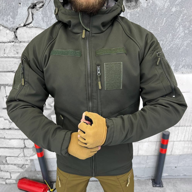 Мужская Зимняя Куртка Softshell с подкладкой OMNI-HEAT / Верхняя одежда с синтепоновым утеплителем олива - изображение 2