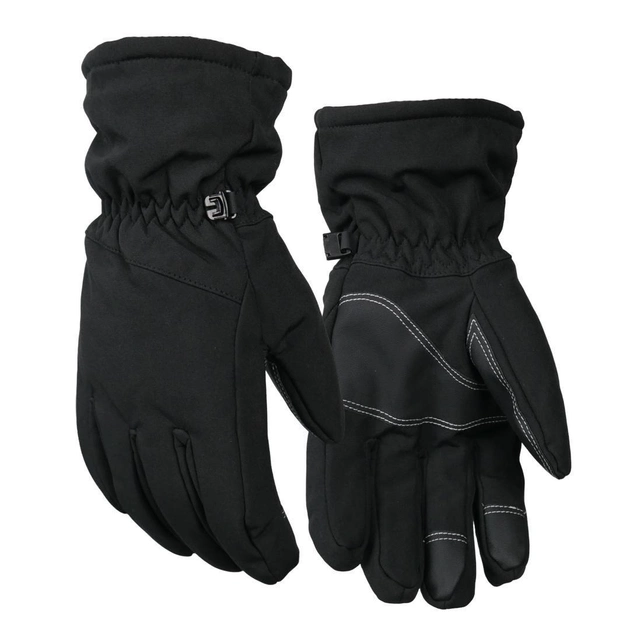Плотные зимние перчатки SoftShell на флисе с сенсорными вставками черные размер универсальный L/XL - изображение 1