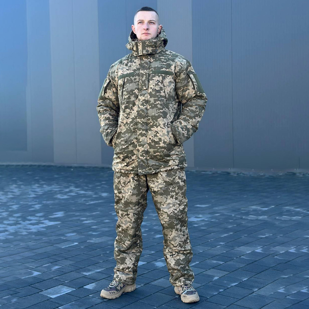 Чоловічий зимовий Костюм "Кордон-6" Куртка + Штани / Польова форма на флісі саржа піксель розмір M - зображення 1