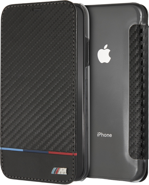 Чохол-книжка BMW Carbon Tricolor Stripe для Apple iPhone XS Max Black (3700740435120) - зображення 1