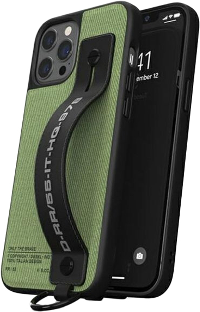 Etui Diesel Handstrap Case Utility Twill do Apple iPhone 12/12 Pro Black-green (8718846088497) - obraz 1