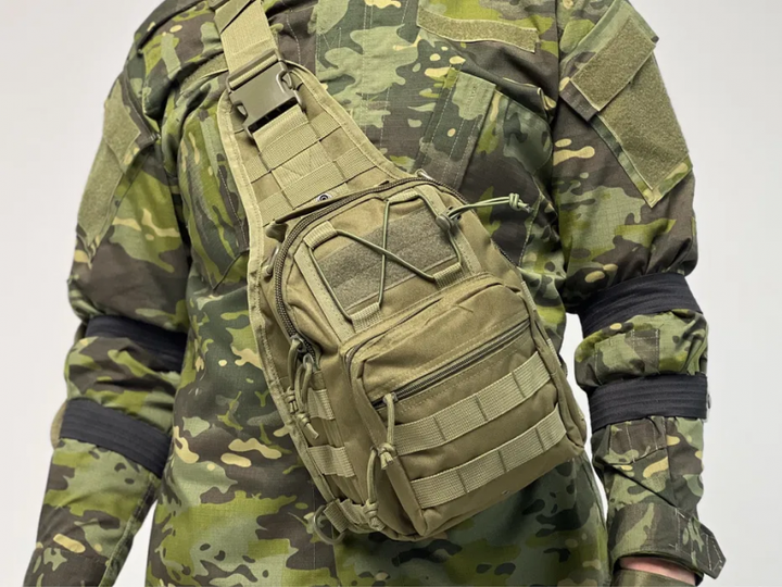 Тактическая сумка мужская армейская укрепленная khaki /слинг/ рюкзак - изображение 2