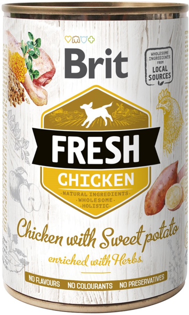 Mokra karma dla psów Brit Fresh z kurczakiem i batatami 400 g (8595602533893) - obraz 1