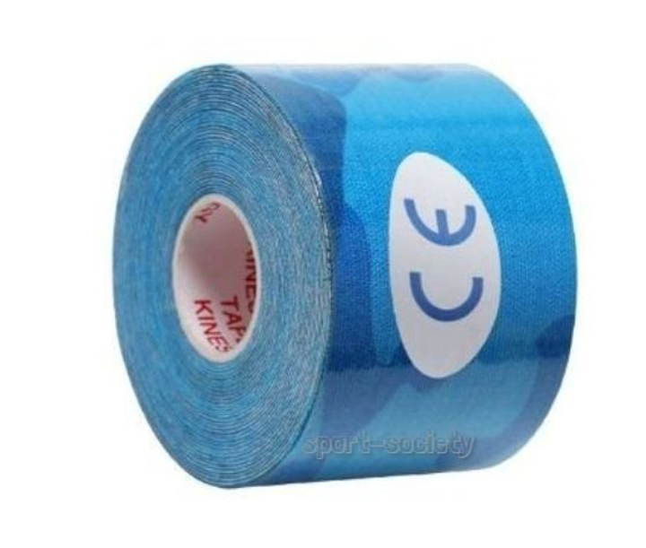 Кинезио тейп (кинезиологический тейп) Kinesiology Tape 5см х 5м синий с голубым (хакки) - изображение 2