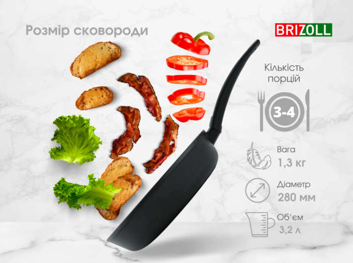 Сковорода 28х60 cм GRAPHITE BRIZOLL (54-2860) - изображение 6