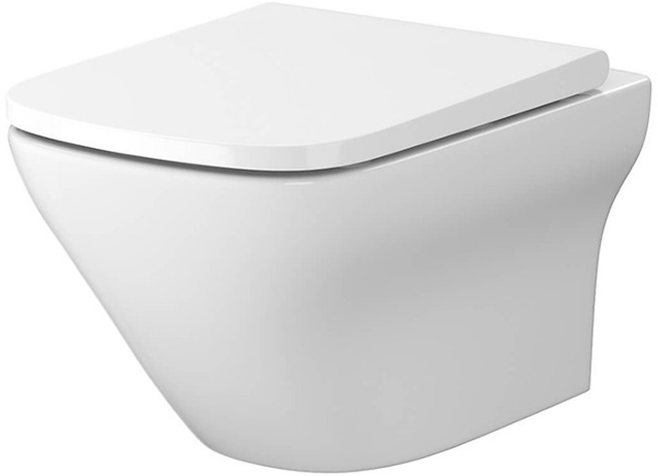 Унитаз подвесной CERSANIT Larga СЕТ В332 EW CleanOn S701-473 прямоугольный с сиденьем Soft Close SLIM WRAP дюропласт и функцией простого снятия - изображение 1