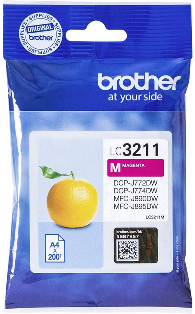 Чорнило Brother LC3211 M для DCP-J772DW/J774DW/MFC-J890DW/J895DW 200 аркушів Magenta (4977766775762) - зображення 1