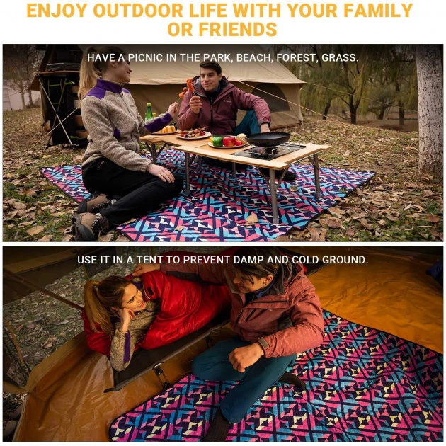 Пикниковый коврик KingCamp ARIEL PICNIC BLANKET 200х150 см Rose Red (KP2003 ROSERED) - изображение 6