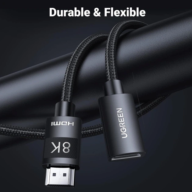 Удлинитель HDMI 2.1 Ugreen 1м 8K@60Hz, 4K@120Hz FHD@120Hz 48 Гбит/с eARC Dynamic HDR Dolby VRR Черный - изображение 4