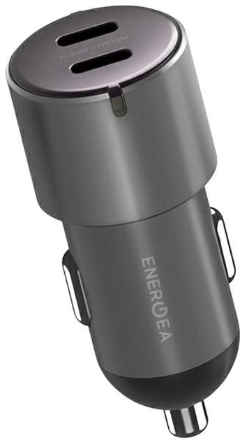 Ładowarka samochodowa Energea Alu Drive D60 2xUSB-C PD-PPS 66W Steel (6957879424755) - obraz 1