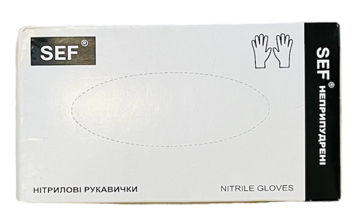 Перчатки нитриловые SEF без пудры упаковка 100 штук (50 пар) размер XS черные - изображение 2