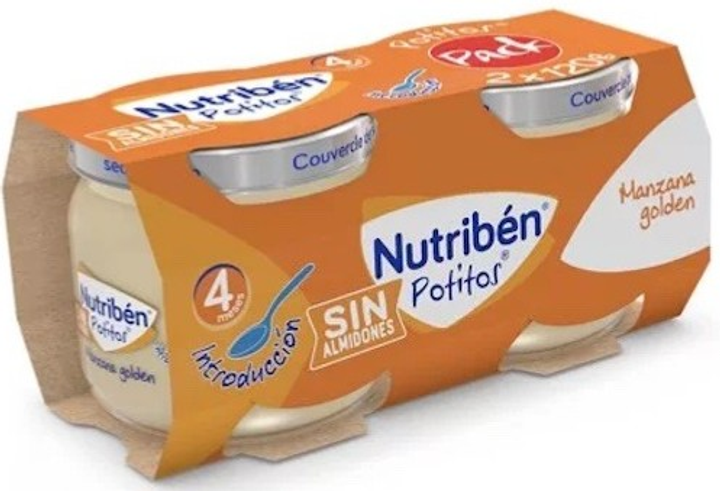 Набір Дитяче пюре Nutriben Potito Яблуко Голден 120 г x 2 шт (8430094317630) - зображення 1