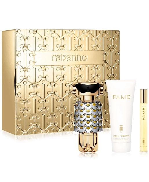 Zestaw damski Christmas 2023 Paco Rabanne Fame Eau De Perfume Spray 80 ml + Balsam do ciała 100 ml + Travel Spray 10 ml (3349668623549) - obraz 1