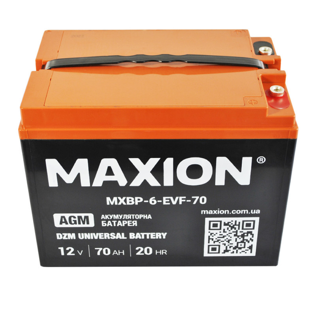 Акумулятор промисловий Maxion AGM 12V 70Ah L+ (BP-6 EVF 70) - зображення 2