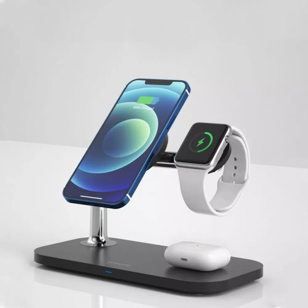 Бездротовий зарядний пристрій Proove Magnetic Field 3 in 1, MagSafe, QuickCharge, Type-C 15W Black (44657) - зображення 4