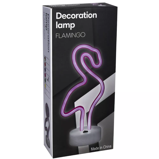 Неоновий світильник Neon Lights "Фламінго" Ночник LED лампа настільна від USB та 3хАА Червоний - зображення 4
