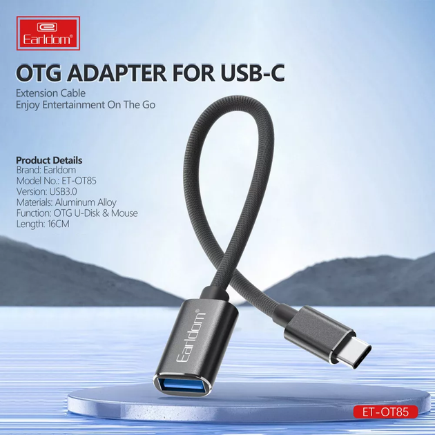 Адаптер OTG USB C to USB Earldom ET-OT85 Перехідник 2в1 Чорний - Фото 5 Адаптер OTG USB C to USB Earldom ET-OT85 Перехідник 2в1 Чорний - зображення 5