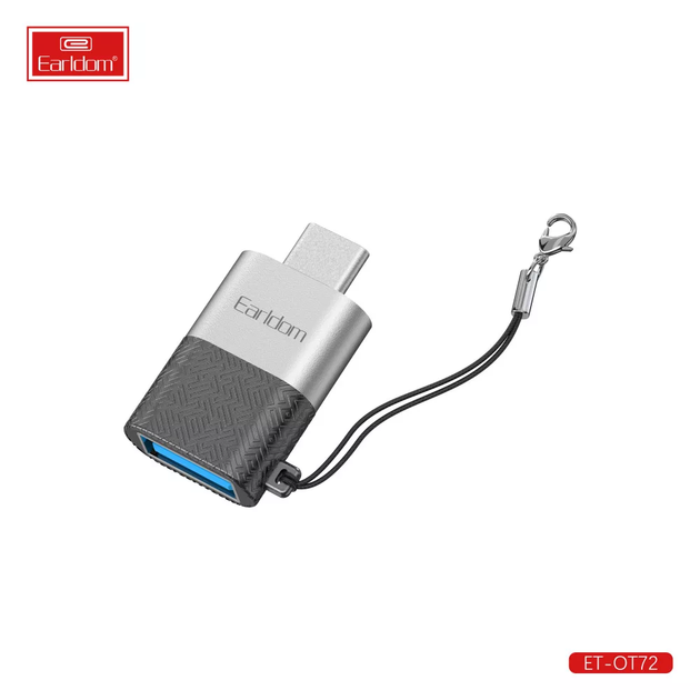 Адаптер OTG USB C to USB Earldom ET-OT72 Переходник на флешку Серебристый - изображение 3