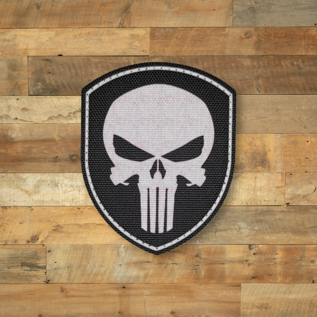 Шеврон Punisher, 8х6,5 , на липучке (велкро), патч печатный - изображение 1