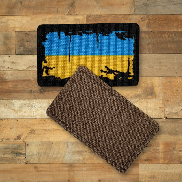 Шеврон Флаг Украины, Винтаж, 8х5 см, на липучке (велкро), патч печатный - изображение 3
