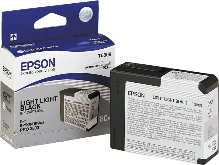 Tusz Epson T5809 UltraChrom K3 80 ml Light Light Black (10343858855) - obraz 1